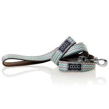 DOOG LEAD BROWN AND BLUE ZIGZAG SMALL