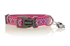 DOOG COLLAR PINK WITH BLACK STARS LARGE