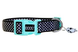 DOOG COLLAR BLACK W/WHITE DOTS S