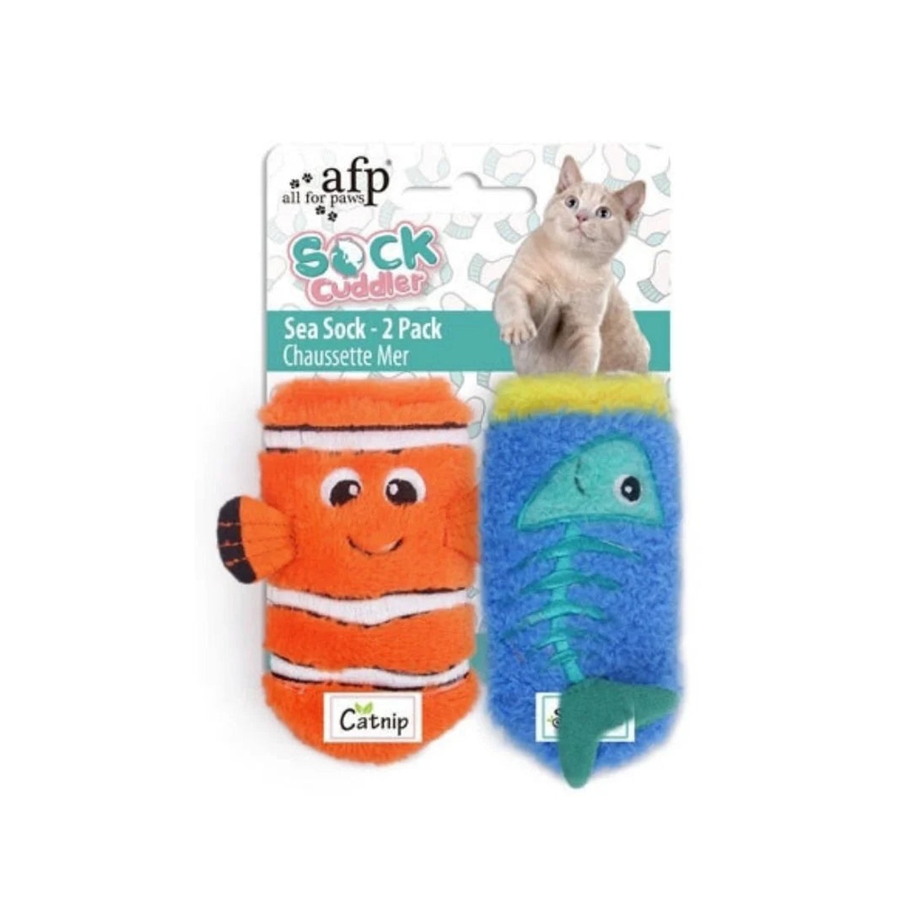 AFP CAT TOY SOCK CUDDLER SEA 2PC