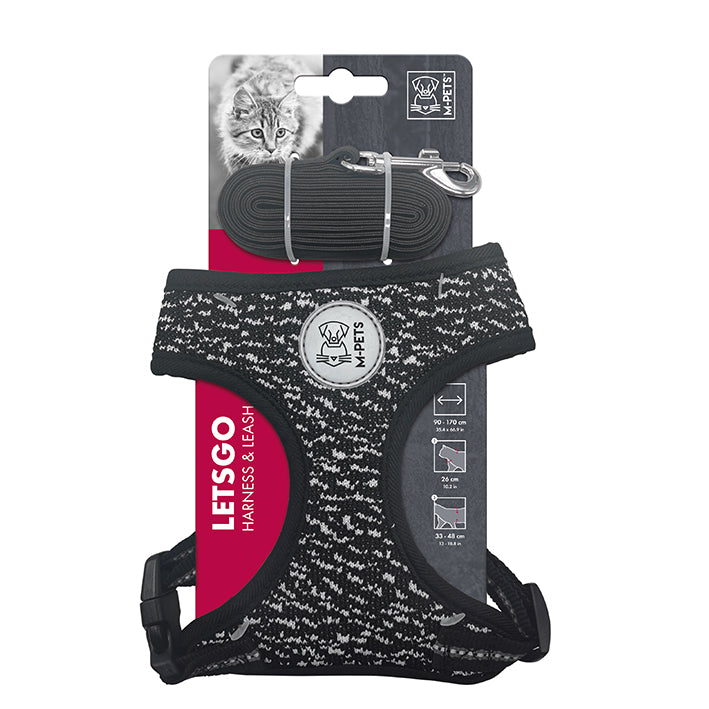LETSGO Cat Harness & Leash Set -  Black