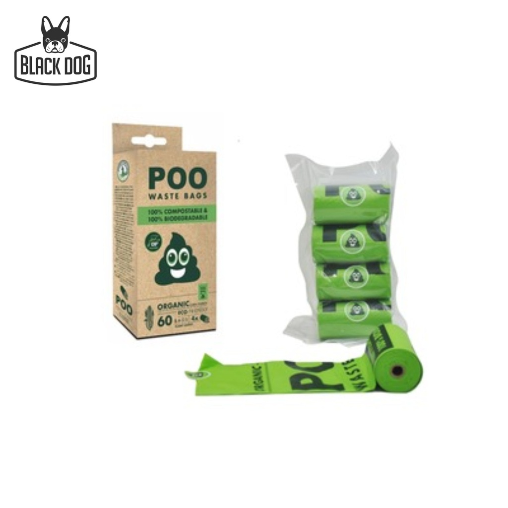 Poo 100% Compostable & Biodegradable Dog Waste Bags (60 bags)
