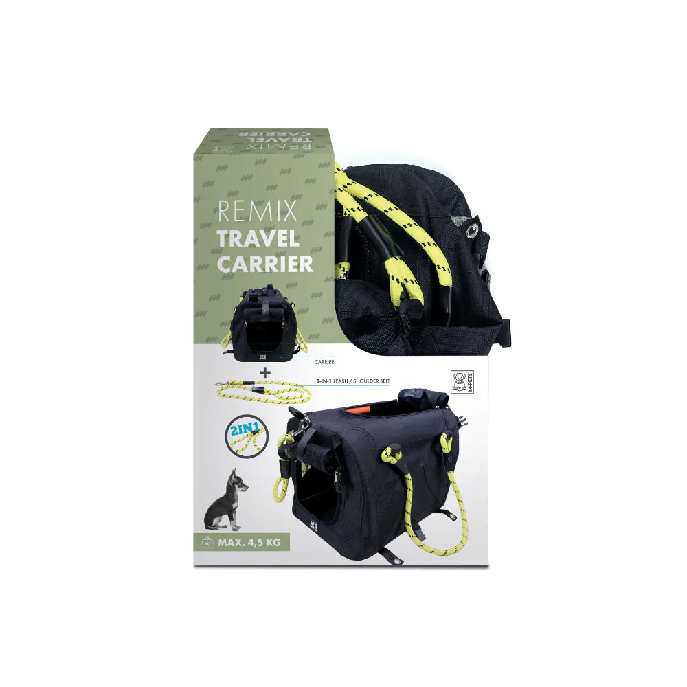 REMIX Travel Carrier 2 in 1 with Leash/Shoulder Belt - Black & Yellow