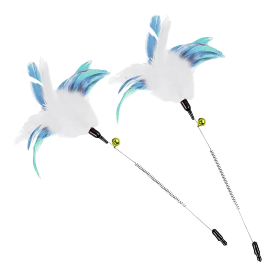 Interactives-Jumping Wand Spring Feather Refill-2 Pack