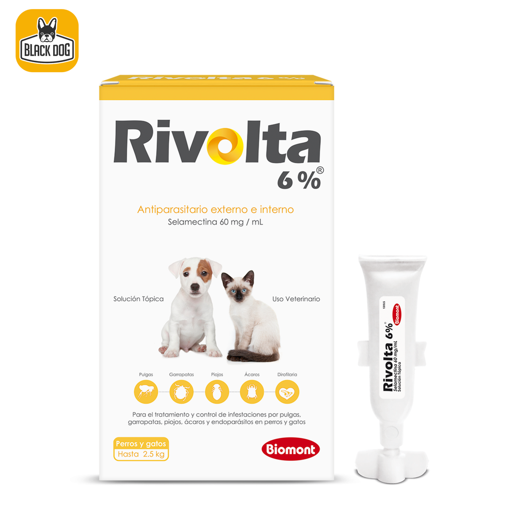 RIVOLTA AMARILLO HASTA 2.5KG-12%X0.25ML (SELAMECTINA 120MG)