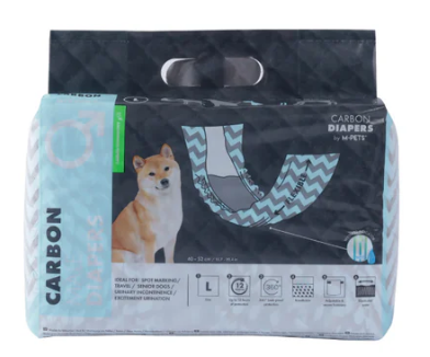CARBON DIAPERS - Male Dog - (L) - 18 pcs