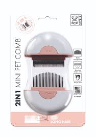 2 in 1 Mini Pet Comb for long hair - Pink