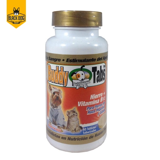 [714193502028] BUDDY TABS HIERRO + B12 60 TAB DORADO