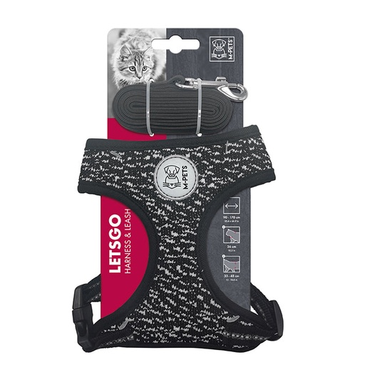 [20801199] LETSGO Cat Harness & Leash Set -  Black