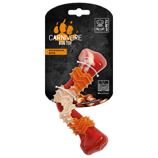 [10650299] CARNIVORE Dog Toy Boomerang Bone - Bacon scent 12.5 x 6.1 x 3.7 cm