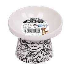 [20501599] URBANSTYLE TILT'D Raised Ceramic Bowl  Black & White - L