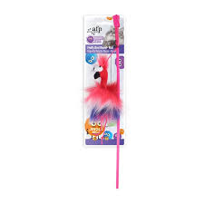 [2821] Furry Ball - Fluffy Bird Wand - Red