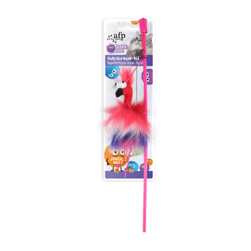 [2822] Furry Ball - Fluffy Bird Wand - Pink