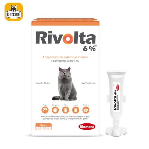 [RIVO6-0.75] RIVOLTA NARANJA 2.6KG-7.5KG- 12%X0.25ML (SELAMECTINA 120MG)
