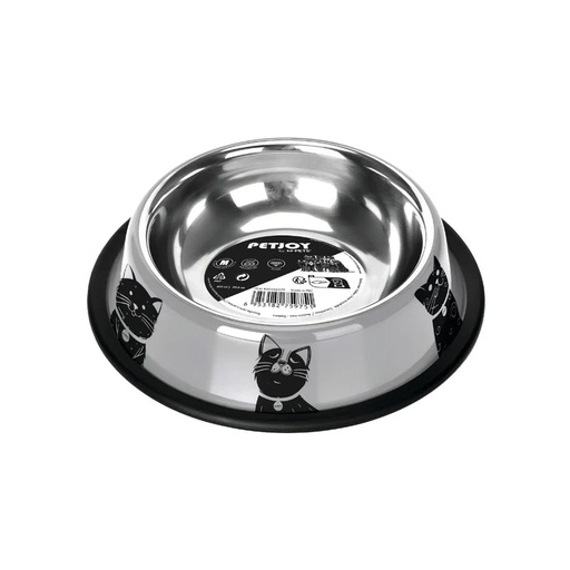 [60565999] PETJOY CatFamily Stainless Bowl M - Black & White 850 ml