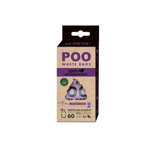 [10171399] POO 100% Recycled Plastic Waste Bags (60 bags) - Lavender Scented 4 rolls
