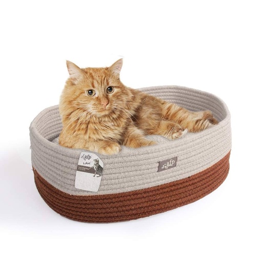 [2130] Lambswool-Oval Cat Bed Tan